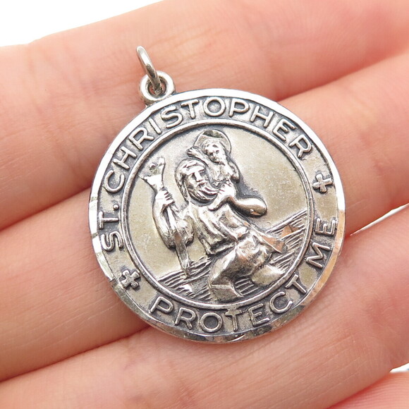 Creed Other - CREED 925 Sterling Silver Vintage Engraved St. Christopher Medal Charm Pendant